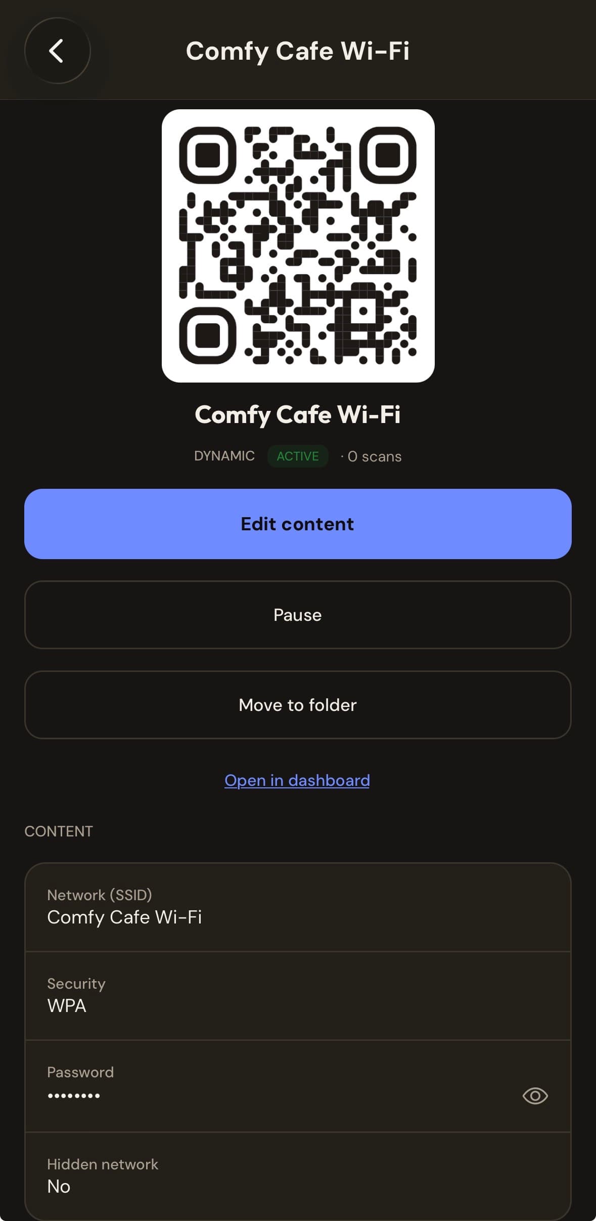 Build QR app editing a dynamic QR code's destination