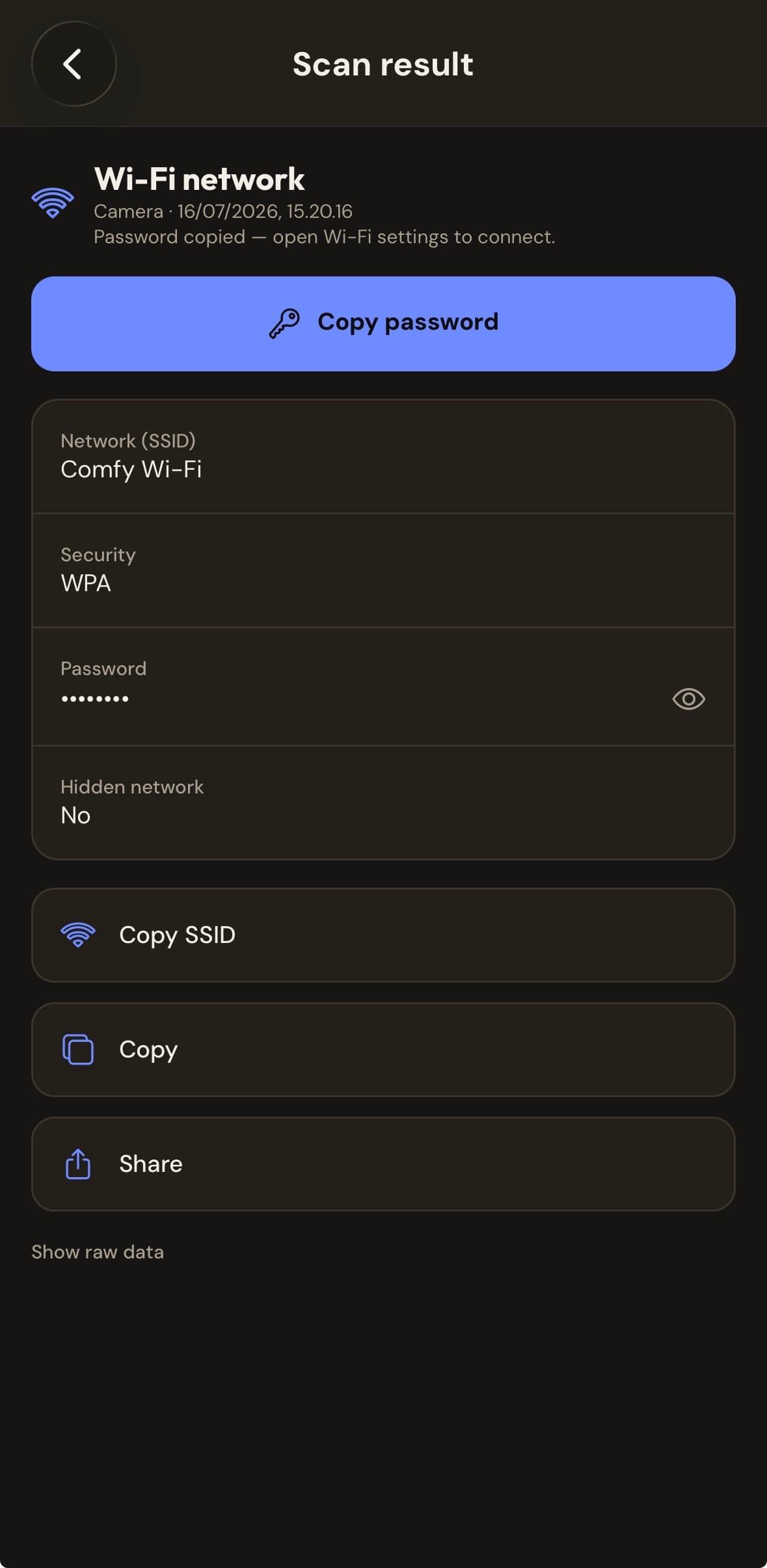 Build QR app showing smart actions for a scanned code